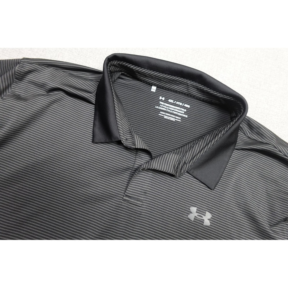 Under Armour The Performance Polo Mens 4XL Gray Stripe Golf Stretch Lightweight